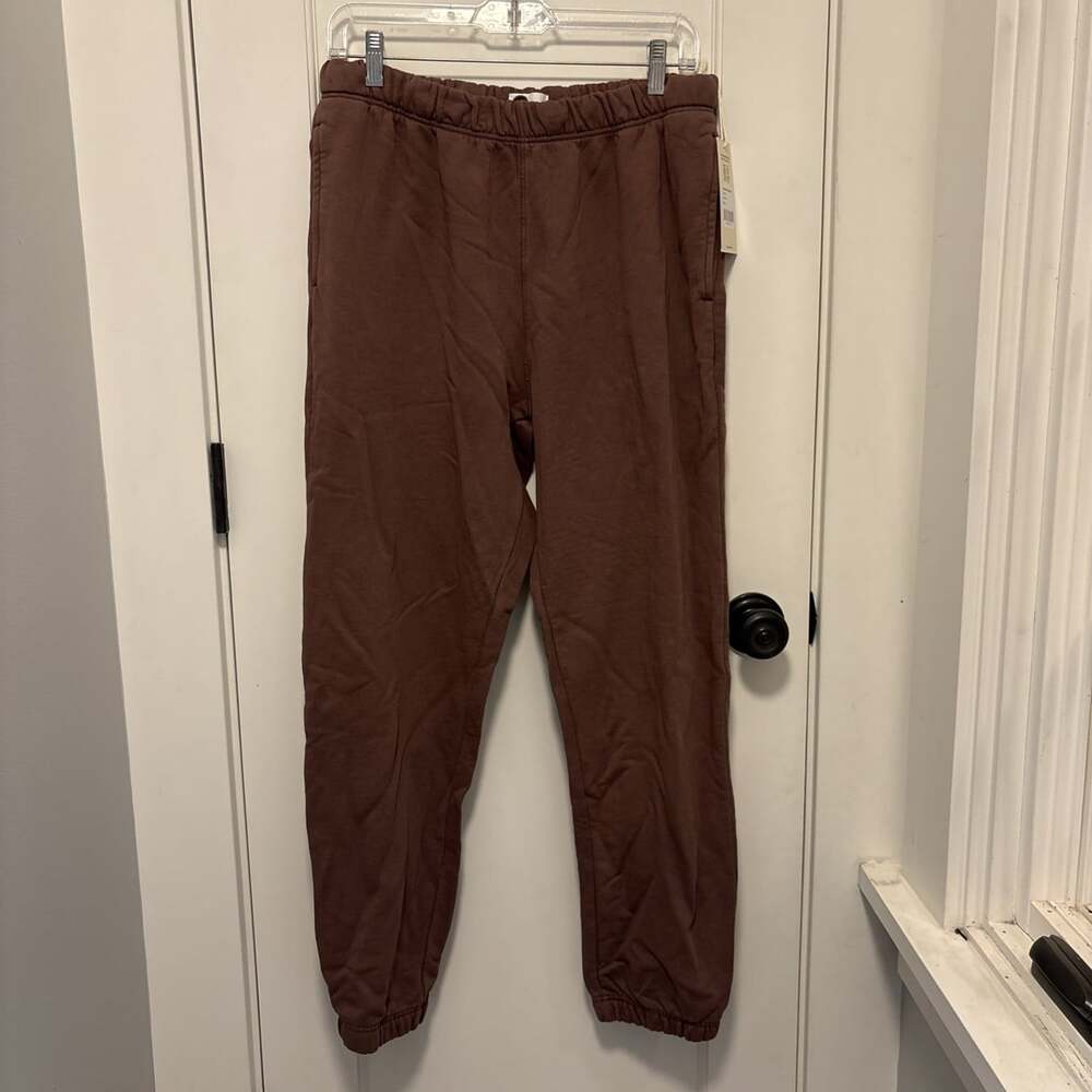 Mate The Label Organic Fleece Relaxed Pocket Sweatpant Tiramisu Brown Large NWT